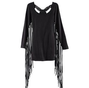 NWT H&M Fringe Bodycon Black Dress In A Size 12